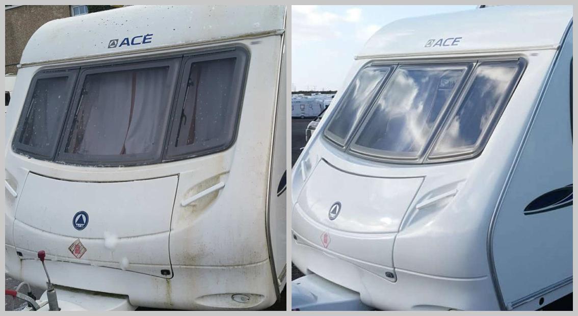 Restored shiny caravan